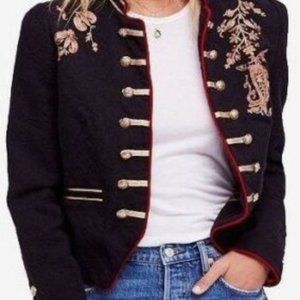 Free People Lauren Military Jacket, black, XS